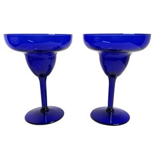 Set of 2 Libbey Cobalt Blue Margarita Glasses